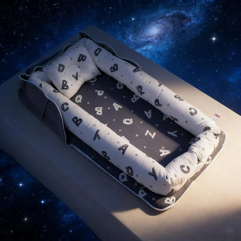 

Новая портативная складная переноска-люлька 2026 года: легкая дорожная кроватка-гнездышко для малышей с подушкой, на плечевом ремне