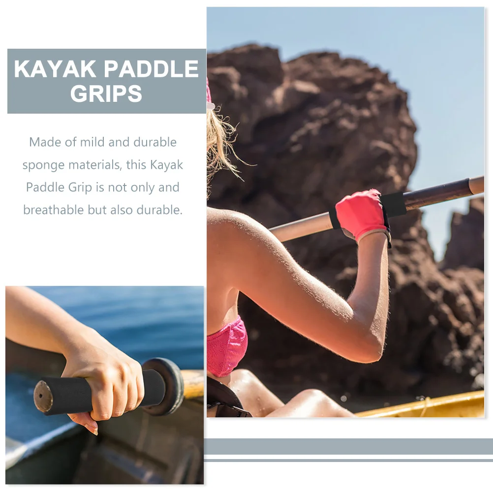 2 Pairs Kayaks Water and Sweat Absorbent Grips Paddle Protectors Breathable Sponge Bike Wraps Black Professional Handle Sleeve