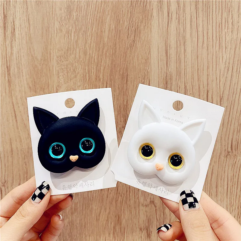 Niedliche Haarspangen mit Katzenmotiv, Cartoon-Design, schwarz-weiße Kätzchen-Haarspangen, süße Haarspangen aus Kunstharz für Damen und Mädchen, ideal als Haaraccessoire für den Alltag und für Partys. – Detail 4