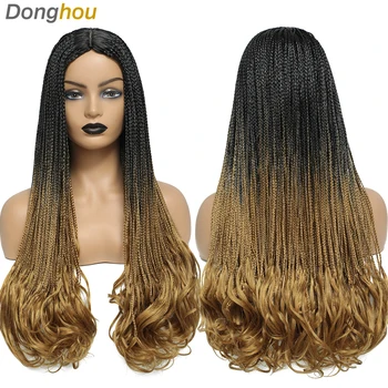 26 אינץ 'תיבת ארוך קלוע פאות עבור נשים סינתטי perruque tresse aficaine מיקרו טוויסט תיבת פיתול צמה סרוג שיער מתולתל קצוות פאה