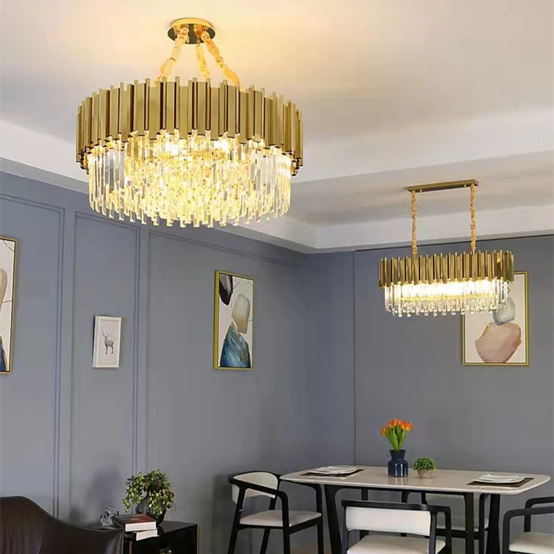 Luxury  Crystal Led Chandeliers For Living Room Dining Bedroom Adjustable Metal Hanging Lamp Indoor Lighting Lamparas Fixture image 2