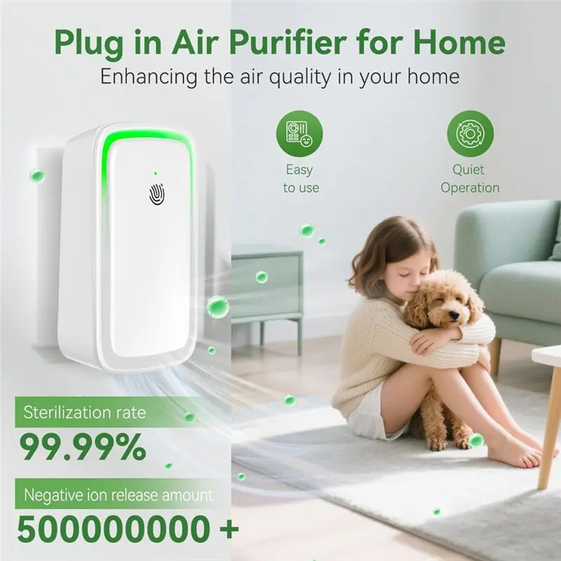 BAAN-Plug In، منقي الهواء السلبي المؤين للمنزل، معطر منقي هواء صغير محمول لغرفة النوم، قابس مكتب أمريكي #5