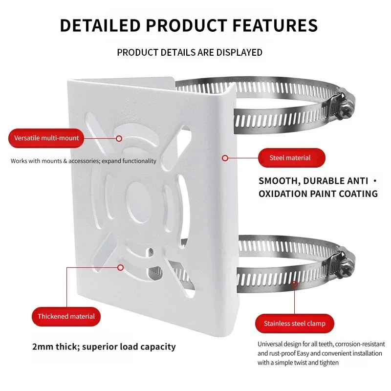Surveillance Security CCTV Camera Mounting Bracket Pole Mount Bracket Metal 1set