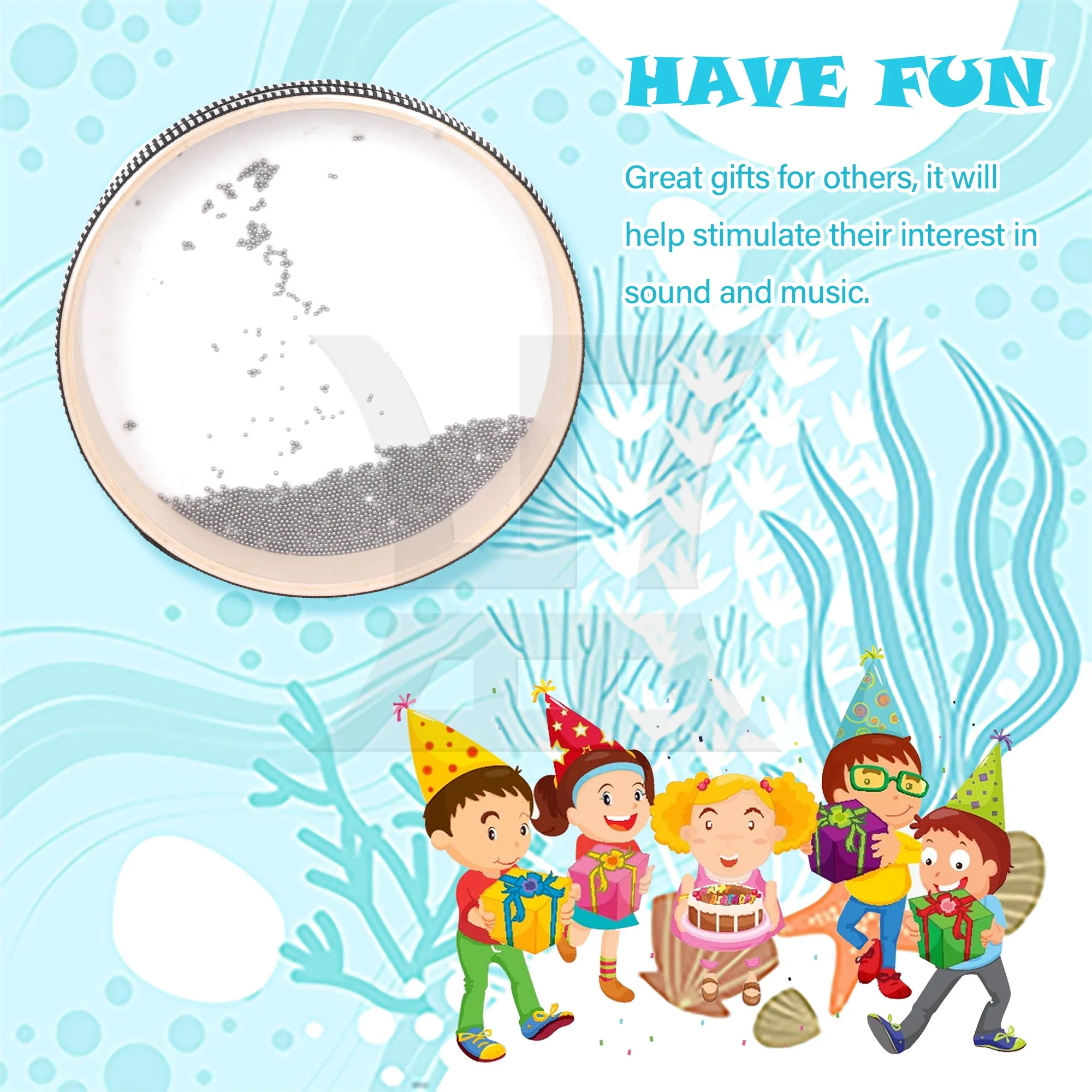 Yibuy 1 قطعة أورف آلة موسيقية المحيط طبل 10 بوصة سجل اللون قرع #4