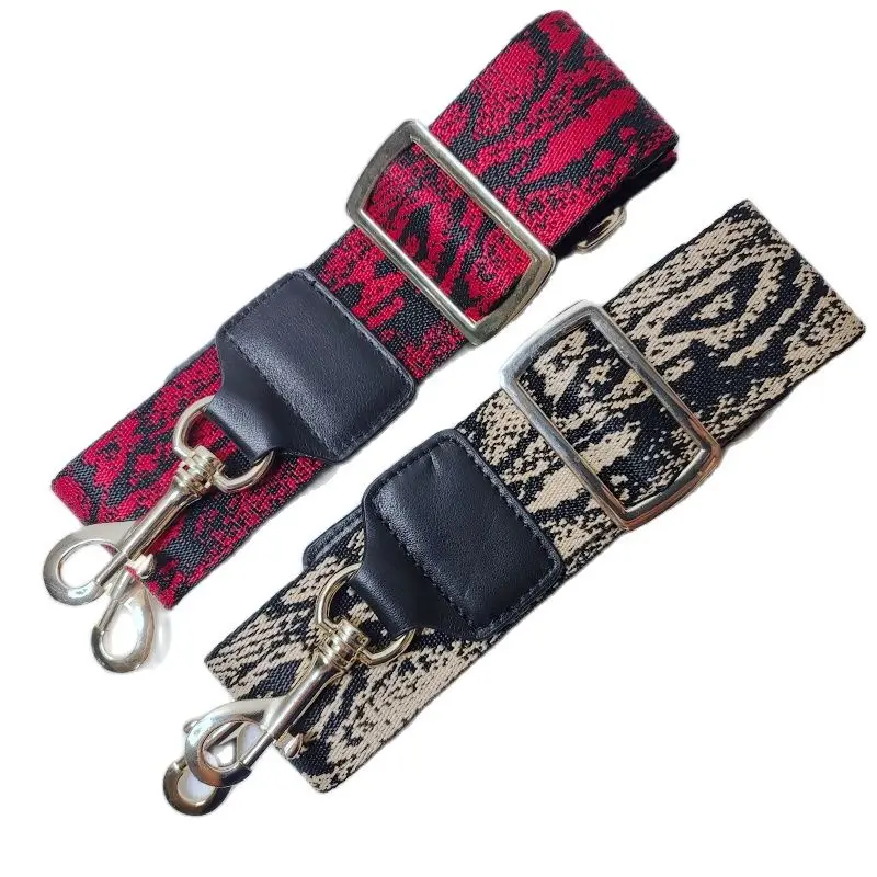 

Bags Parts 34"-50" Women Fashion Handbag Long Shoulder Straps Optional Removable 2" Wide Python Pattern Nylon Bag Straps