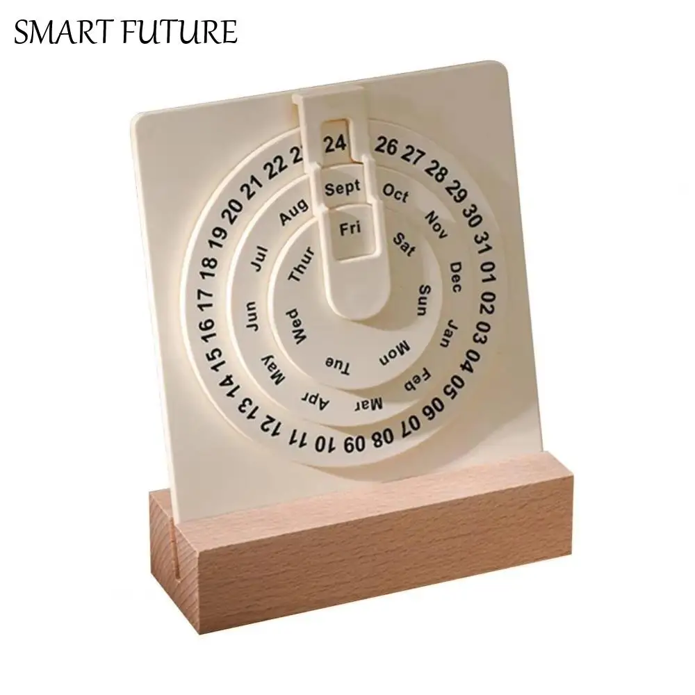 

Настольные украшения Вечный календарь ручной работы Личность DIY Вращающийся календарь Деревянная основа Портативный настольный календарь Офис