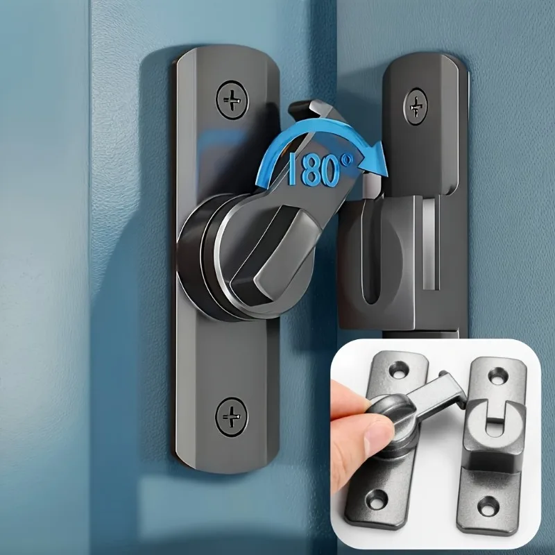 مقبض قفل الباب المضاد للسرقة للأمان شديد التحمل، قفل دبوس أمان من الدرجة التجارية/السكنية مع انزلاق قابل للتعديل 90 ° /180 ° #3