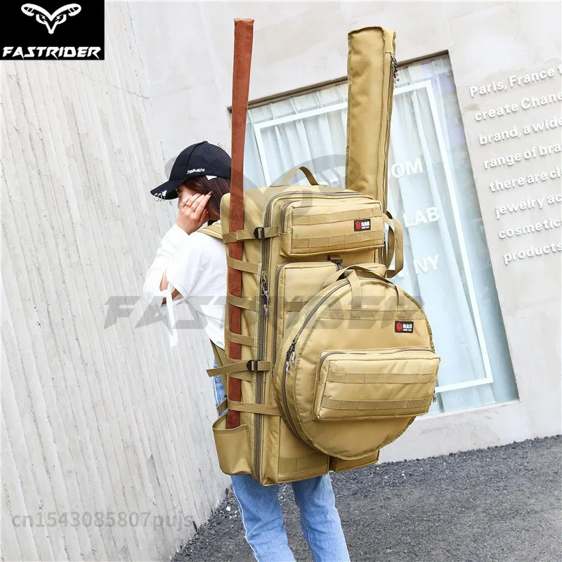 

Multi Functional Fishing Backpack 80cm Thick Canvas Waterproof Fishing Chair Bag Backpack Fishing Rod Bag