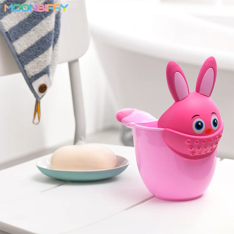 Infant Child Shower Shampoo Cup Baby Cartoon Cute Rabbit Newborn Shower Cup Baby Shower Watering Spoon Bathing Cup Bath Tub