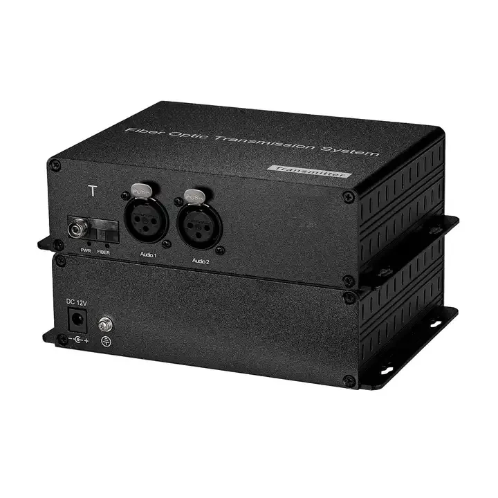 2CH Unidirectional digital AES EBU audio over fiber extender for broadcast system