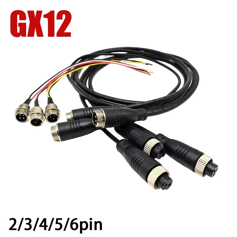 GX12 2pin 3pin 5pin 6pin 7pin Connector Cable M12 Aviation Plug Socket Wire M12 Injection Molding Male to Female Extension Cable