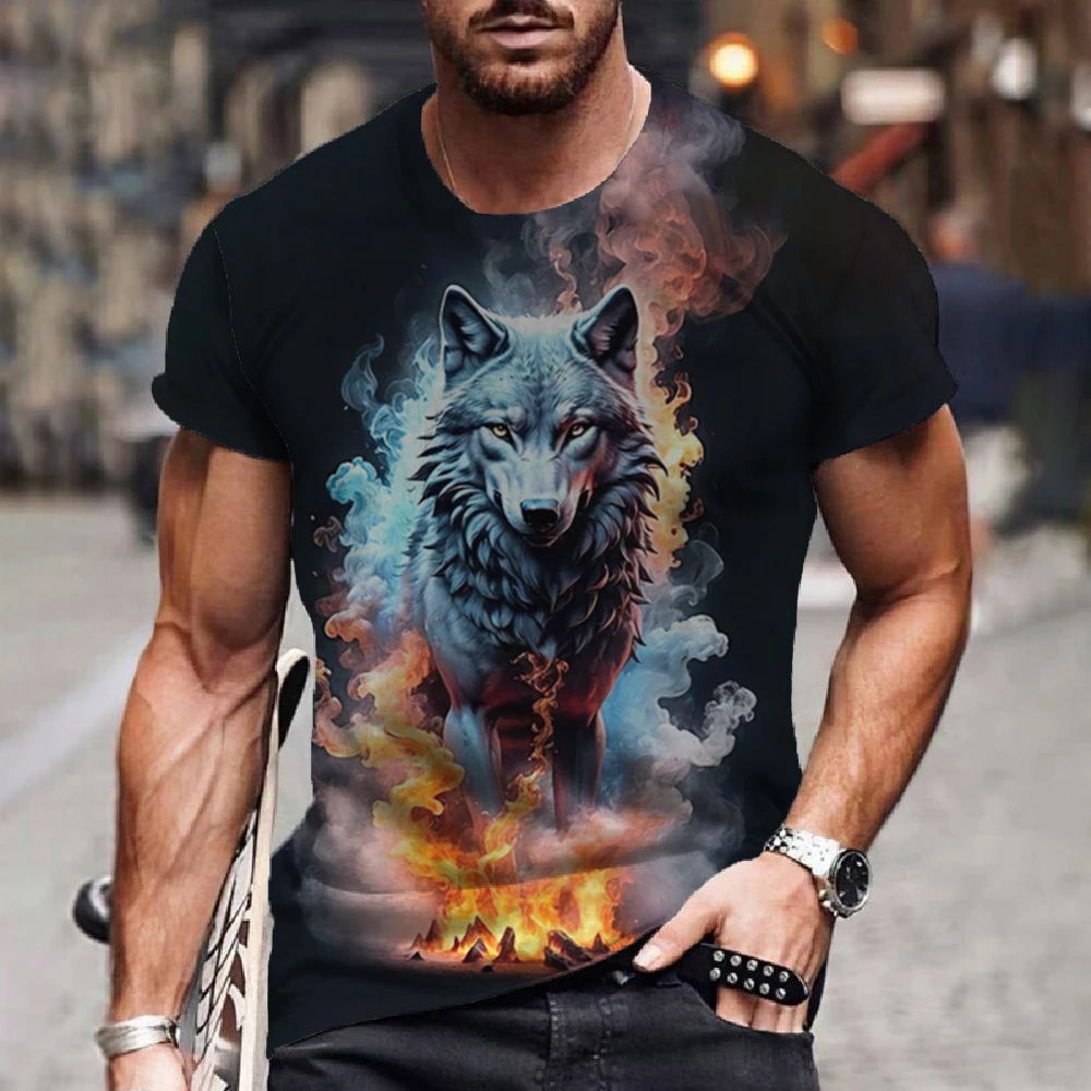 

Wolf T-Shirt 3d Digital Animal Print Graphic camisa hombre Causal Tees Short Sleeves Comfortable Pullover Tops Men's Clothing