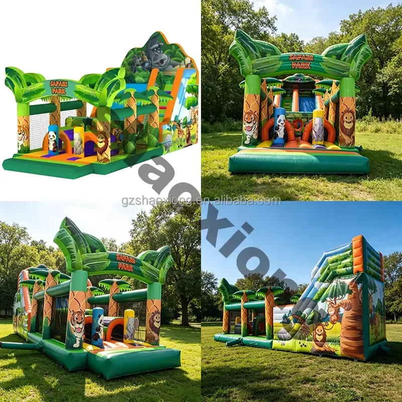 Commercial Inflatable Adventure Course Playground Slides Combo Adult Kids Inflatable Animal Challenge Obstacle Course Theme