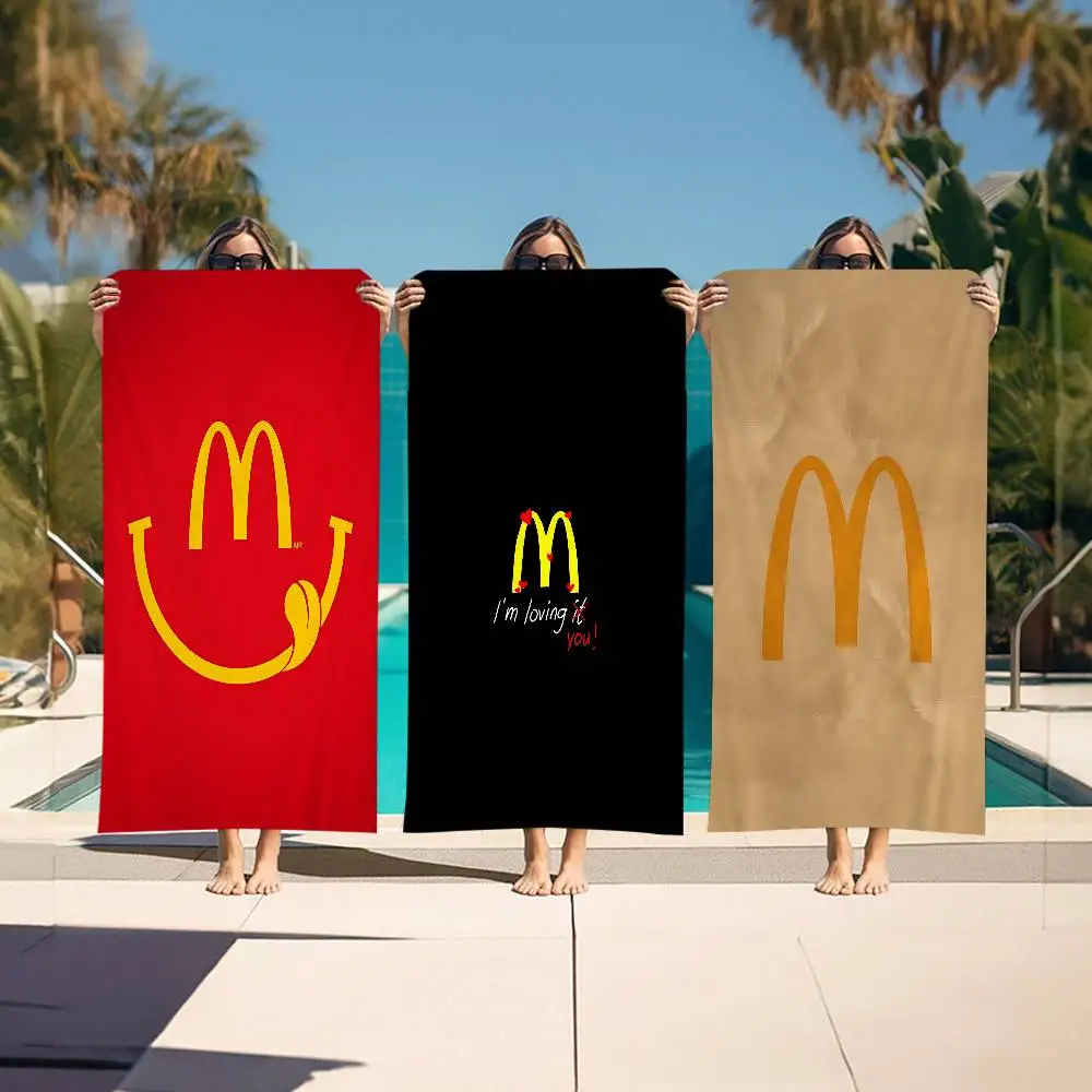 M Famous LOGO M-McDonaldes Big Microfiber Beach Towels Quick Dry Towel Sand Beach Towels Pool Towel for Travel Swim Pool Yoga