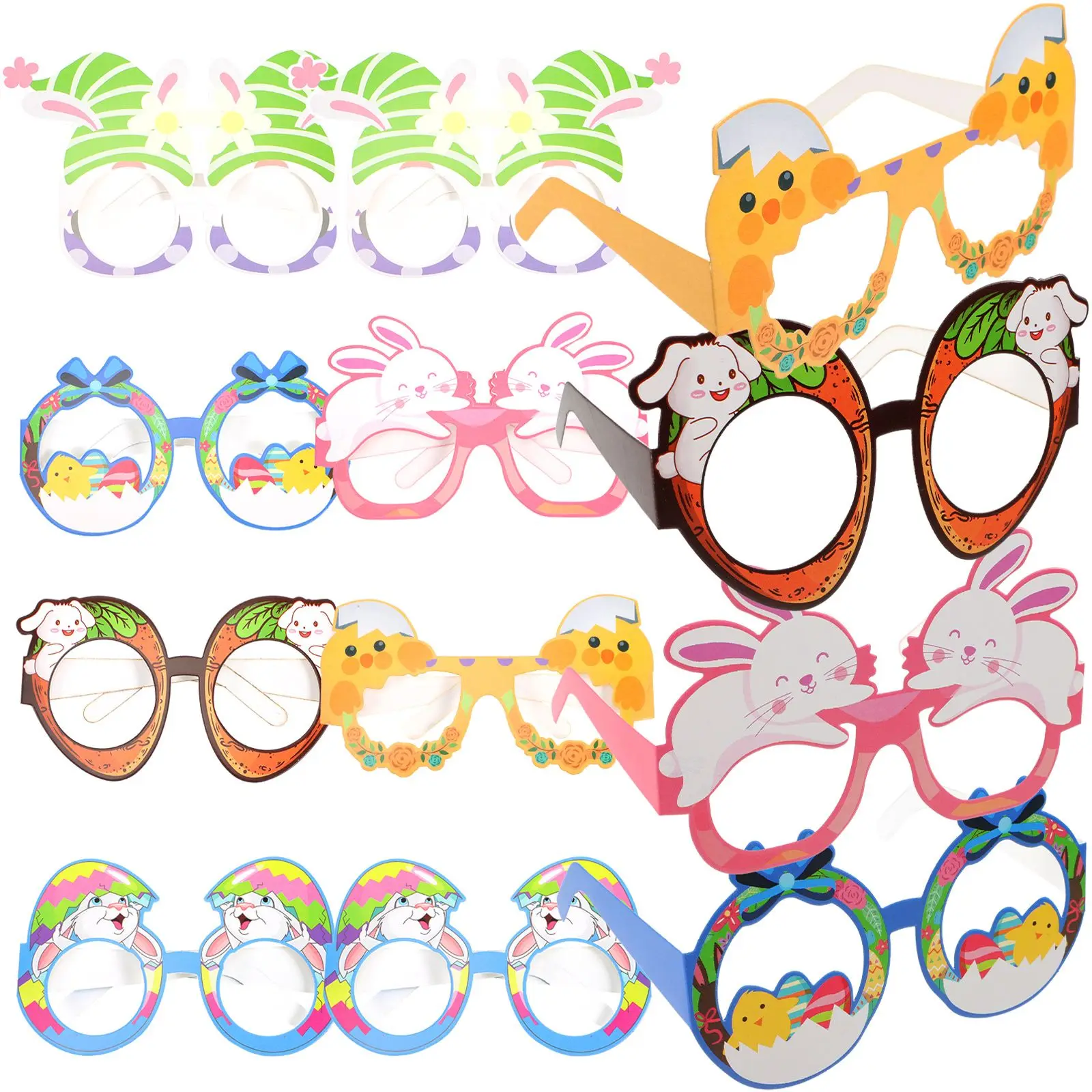 

12 Pcs Paper Glasses Bunny Kids Creative Eyeglasses Easter Frames Lightweight Party Supplies Photo Booth Props Carnival