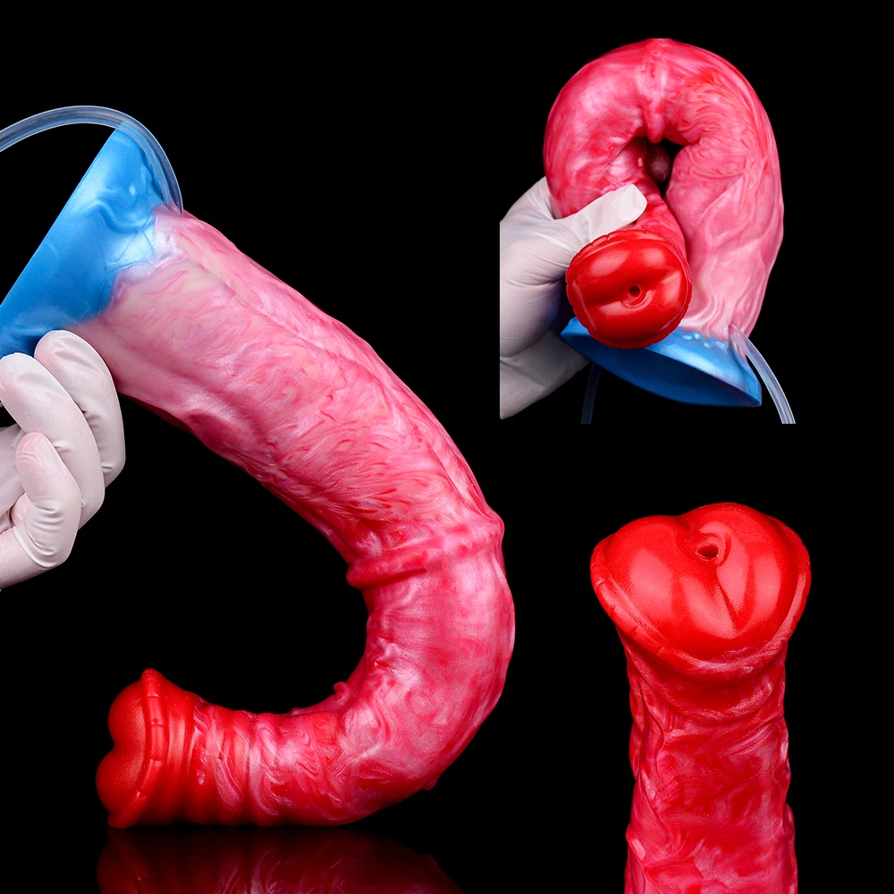 NNSX Long Anal Plug Silicone Horse Anal Dildo Squirting Inflatable Penis With Suction Cup Adult Sex Toys For Men And Women