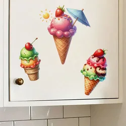 1pc Summer Ice Cream Sticker, Water-proor & UV-resistant Wall Decal, Used for Wall, Bathroom, Cabinet, Door,Toilet, Car, QT18