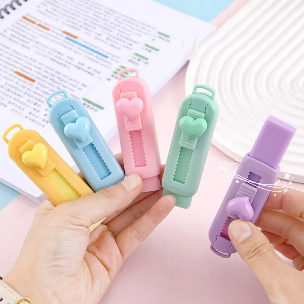 Stationery Supply Portable Push-pull Eraser Cartoon Creative Bow Rubber Sliding Solid Color Push Pull Rubber Drawing