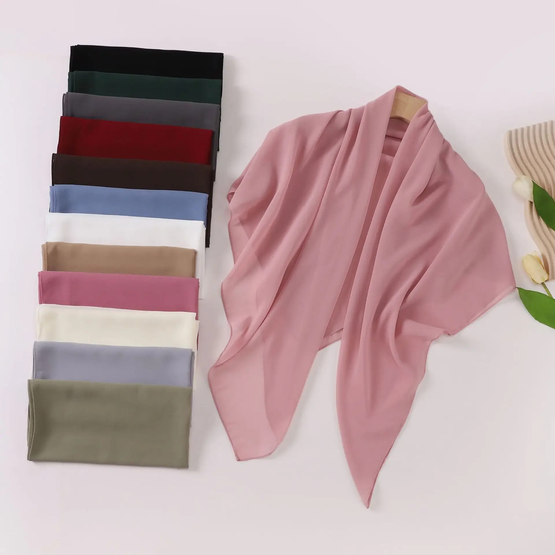 

110*110cm Women Chiffon Headscarf Hijab Muslim Square Scarf Shawl Wrap Head Scarves Bandanas Headband Kerchief Turbante Mujer