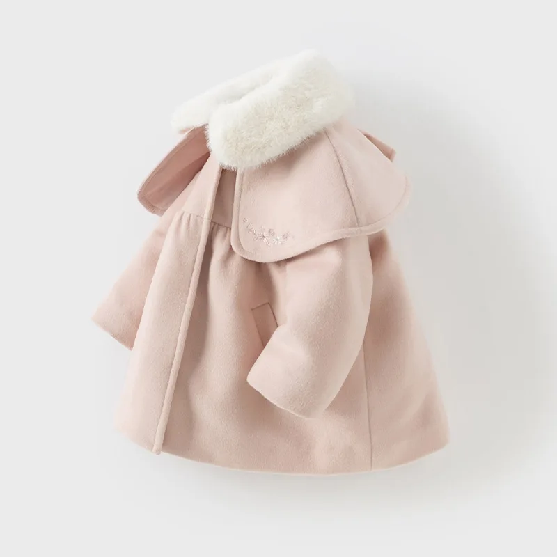 Dave Bella Children Girls Baby Cute Tops Outerwear 2024 New Autumn Winter Casual Sweet Gentle Overcoat Outdoor Warm DB4242652