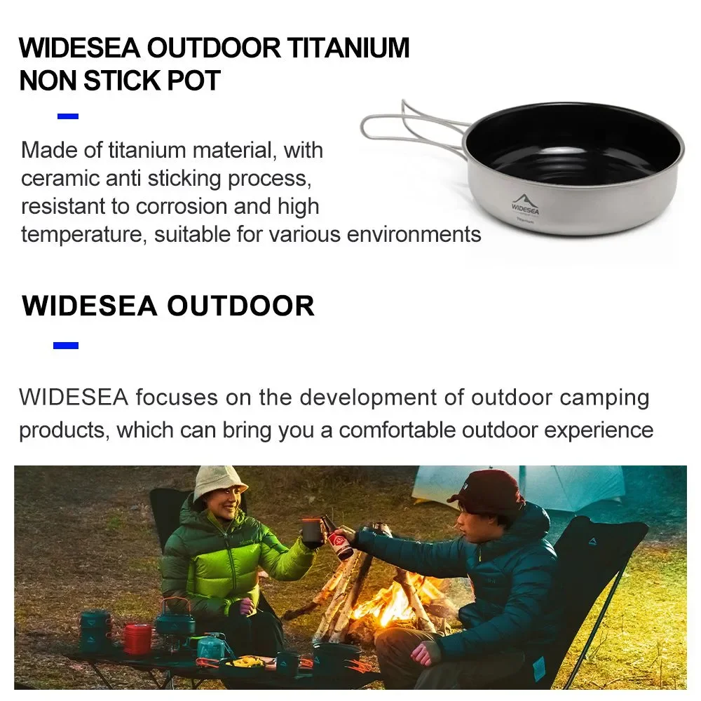 Kolekcja AliExpress Panoramiczna zastawa kempingowa tytanowa zestaw garnków turystyczna kocioł gotowanie na świeżym powietrzu garnek patelnia piknikowa kuchnia wędrówka Trekking — zdjęcie 6