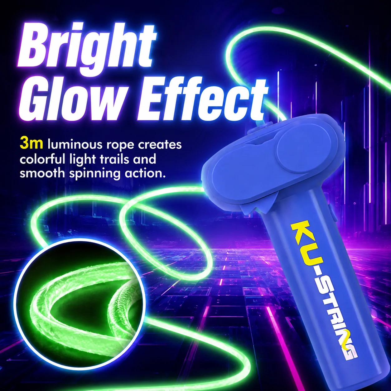 LED Flying Rope Toy Luminous Spinner Launcher Adjustable Speed Glow Fidget Toy Handheld Loop Game Kids Outdoor Party Night Gift