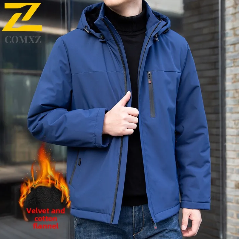 

Winter Parka Lined Fleece-lined Thickened Windproof Hooded Warm Charge Jacket 2025 New Ski Waterproof Wear-resistant Windbreaker