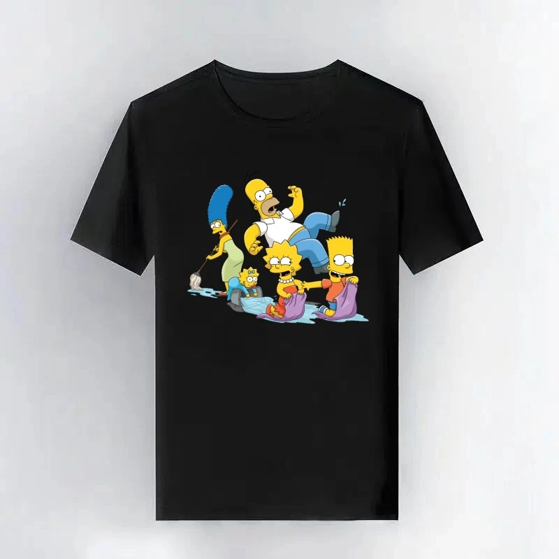Disney-ropa Vintage con diseño de Los Simpson para padres e hijos, blusas para hombre, regalo para mujer, camisetas holgadas de manga corta con cuello redondo para chica