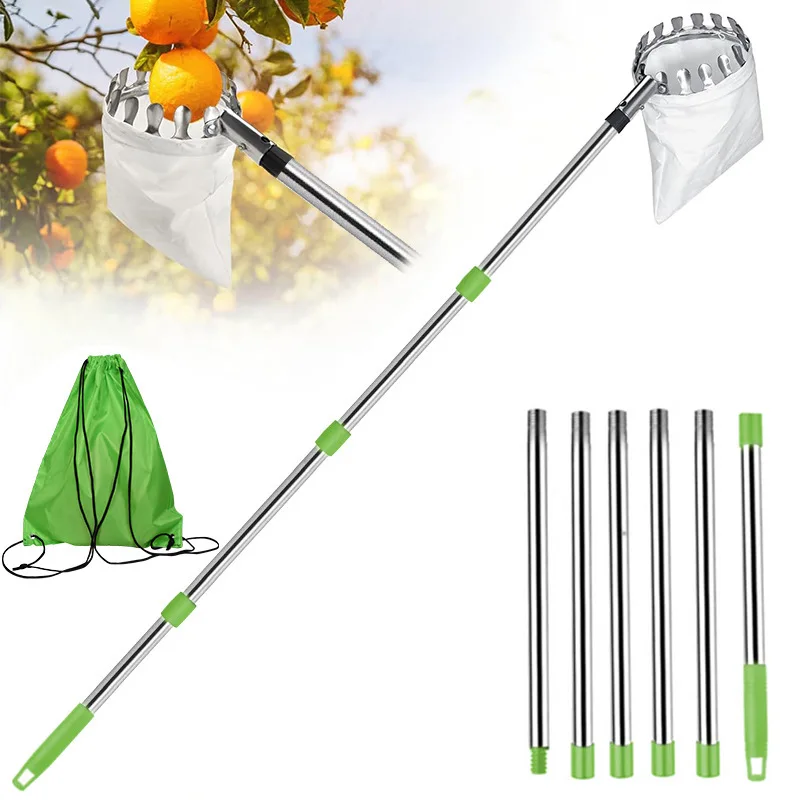 High-Altitude Fruit Picker Fruit Picking Tool Stainless Steel Extension Pole Garden Tools