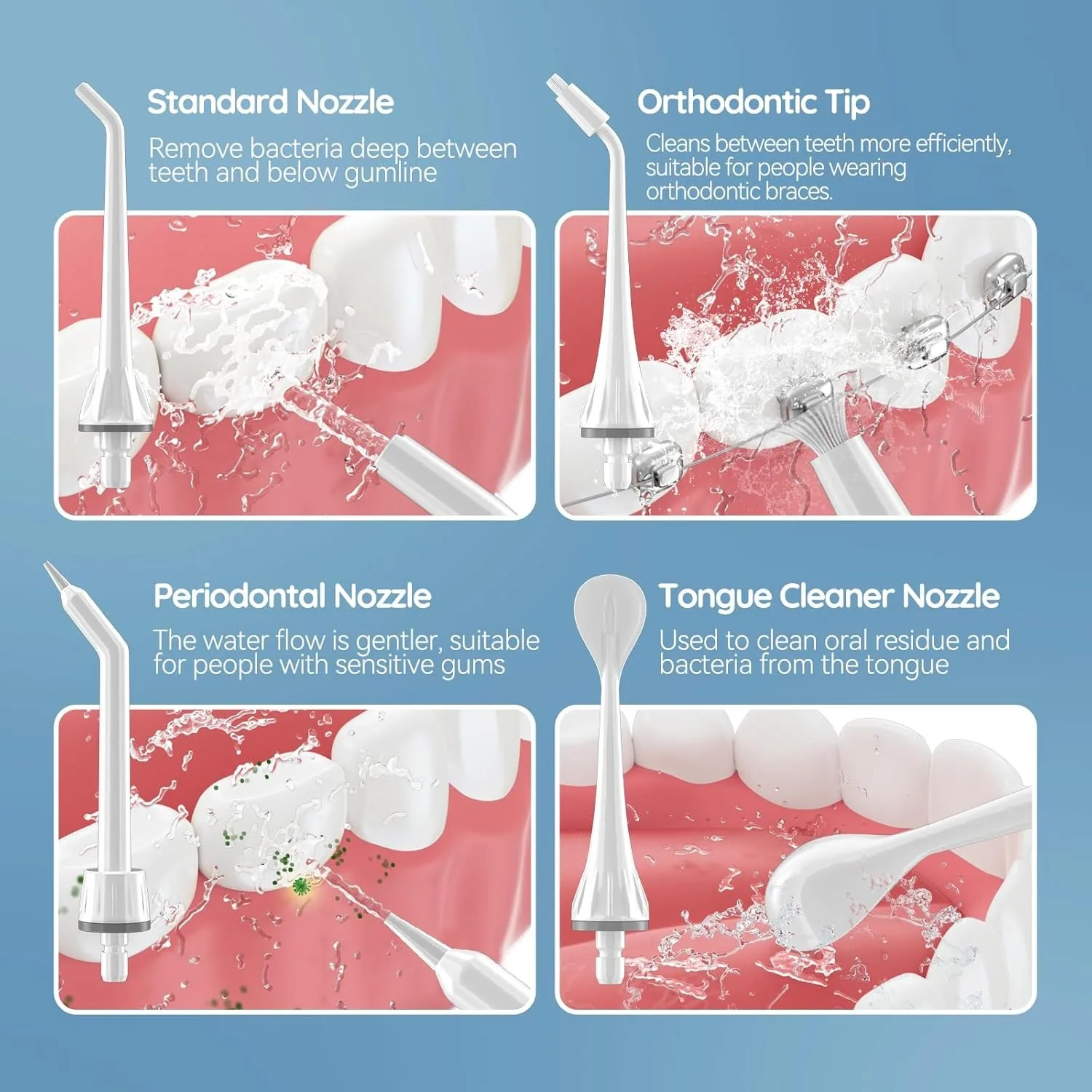 4 Pcs Water Flosser Replacement Tips For Mornwell F18/D52/F27/F09/F22/F23/F29/F32 Water Flosser Oral Irrigator image 4