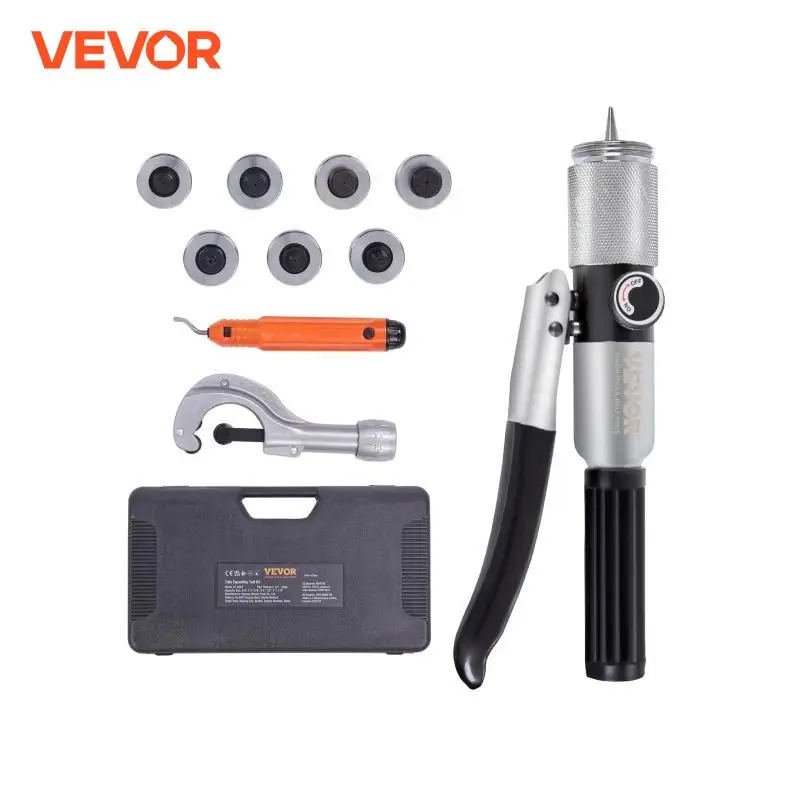 VEVOR Hydraulic Tube Expander with 7 Pipe Expander Heads Deburring Tool Pipe Cutter for Copper Aluminum Brass Soft Steel Pipes