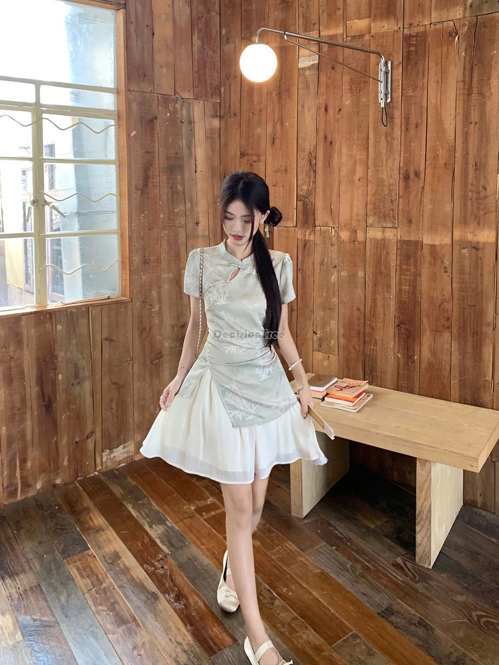 2025 vintage nowa sukienka w stylu chińskim z krótkim rękawem ulepszona nieregularna patchworkowa codzienna qipao delikatny temperament druk qipao