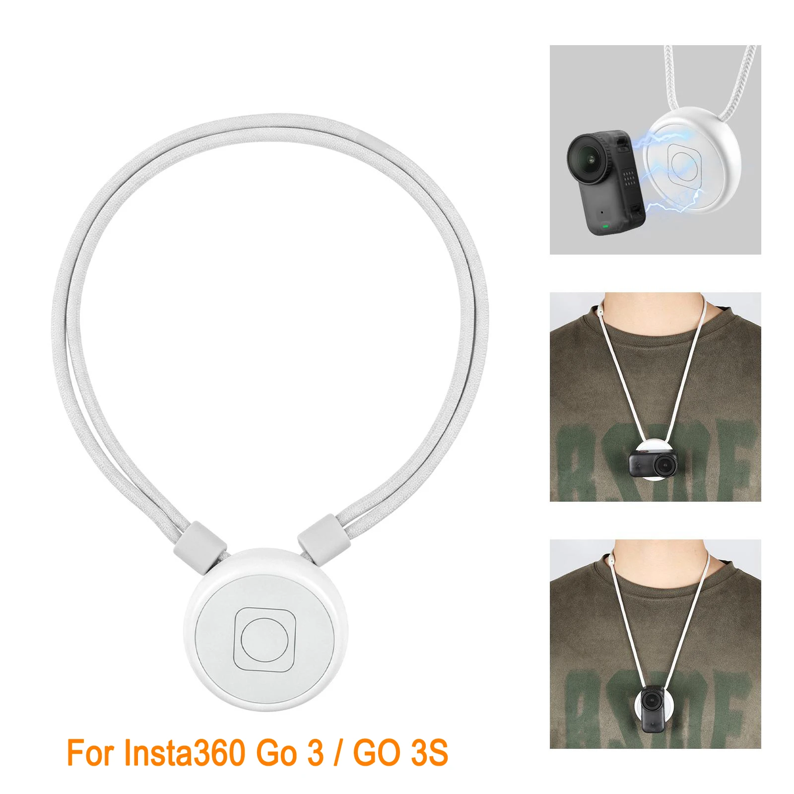 PULUZ Magnetische hangerhouder met snelontgrendelingsnekband voor Insta360 GO Ultra, voor Insta360 Go 3 / GO 3S camera kettingbevestiging