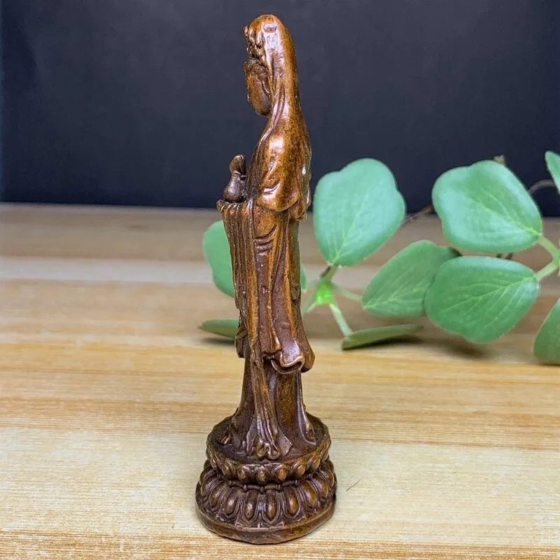 Retro and old Guanyin recruit rice Nanhai Bodhisattva offering clean bottle Guanyin statue Guanyin home offering ornament