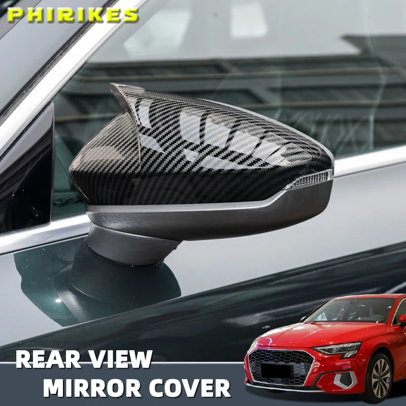 

Черные колпачки для зеркал заднего вида в углеродном стиле, 1 пара боковых накладок для Audi A3 S3 RS3 8Y 2021-2024