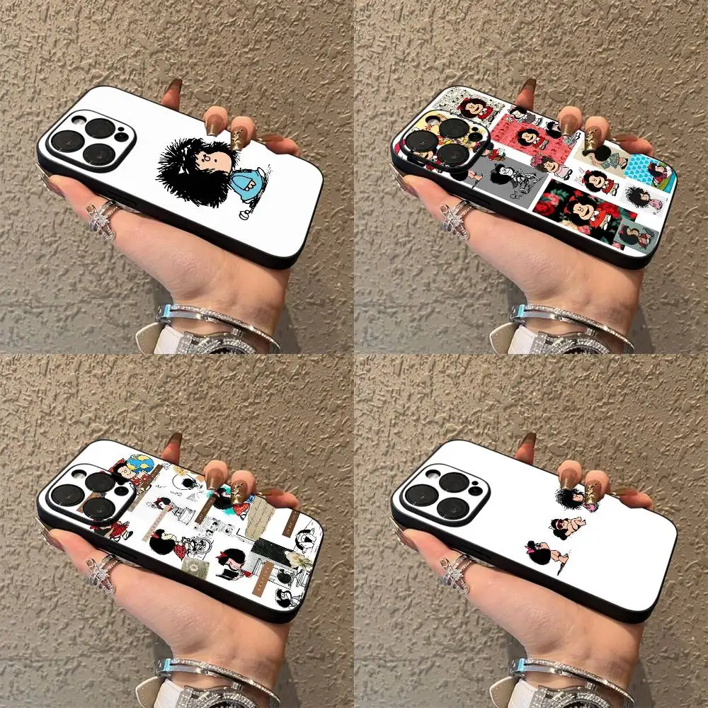 

Cartoon M-Mafalda Girl Cute Phone Case For iPhone 17,16,15,14,13,12,Pro,Max,Plus,E,SE4,Air,Mini Black Soft Box