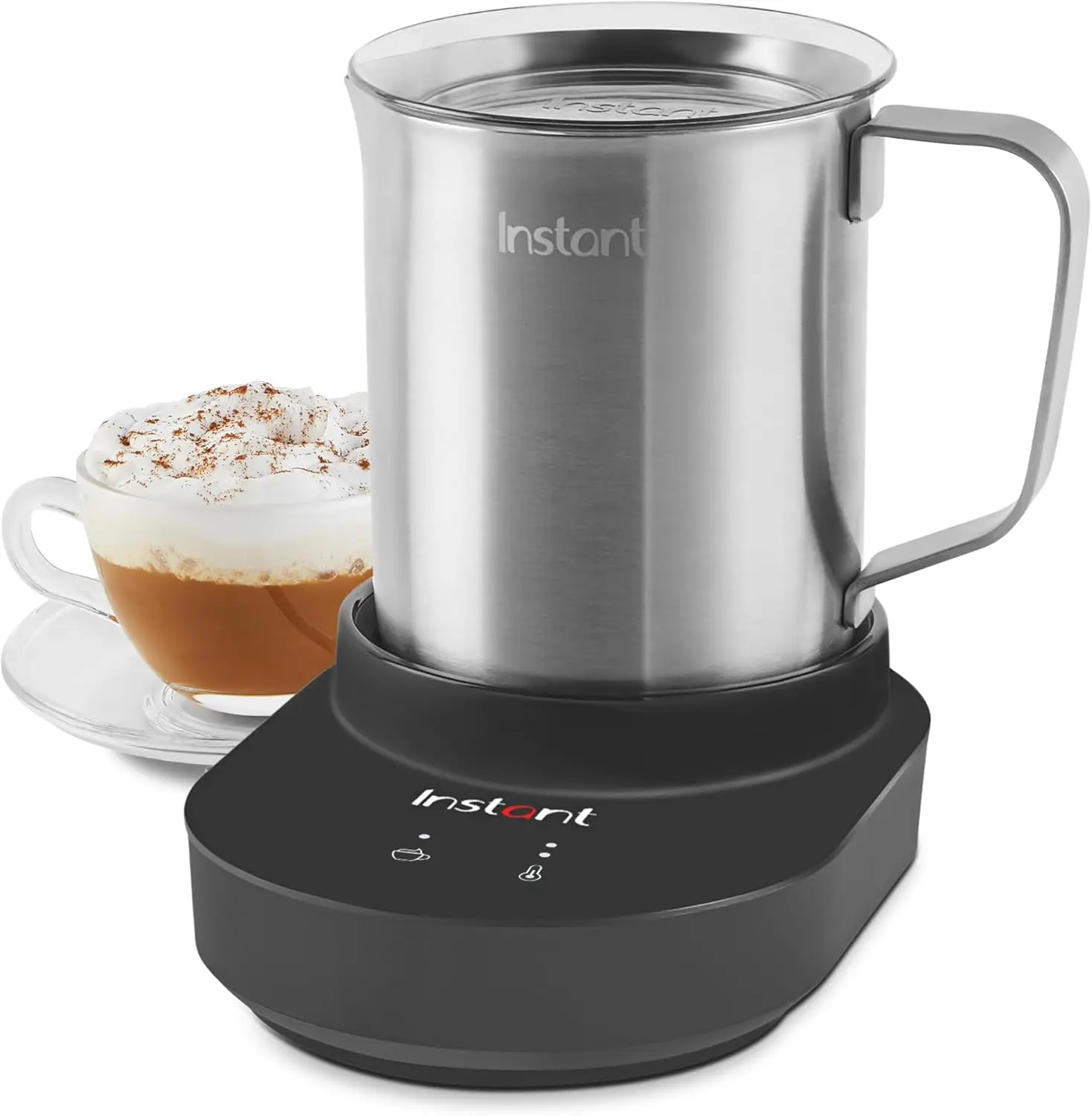 

Coffee Shop at Home - 17oz Stainless Steel Electric Milk Steamer and Frother, 9-in-1 Function for Hot and Cold Foam, Milk Warmer