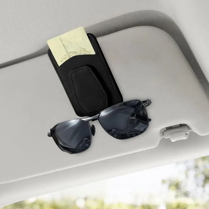 Sunglass Holder For Car Visor Glasses Holder Sunglass Holder Double Clip Auto Interior Accessories Magnetic Multifunctional Heav