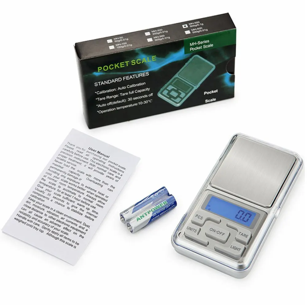 Mini Digital Scale High Accuracy Jewelry Weight Pocket Scales 500g 0.01g/0.1g LCD Display Electronic Kitchen Scale