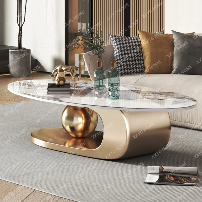 

A Rock slab light luxury household living room minimalist oval coffee table table