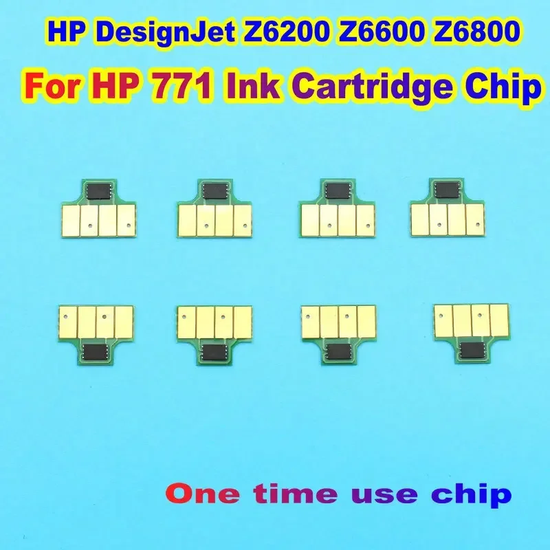 One Time Use Ink Cartridge Chip HP 771 Disposable Printer Ink Chips For HP DesignJet Z6200 Z6600 Z6800 MBK RED M Y LM LC PBK LGY