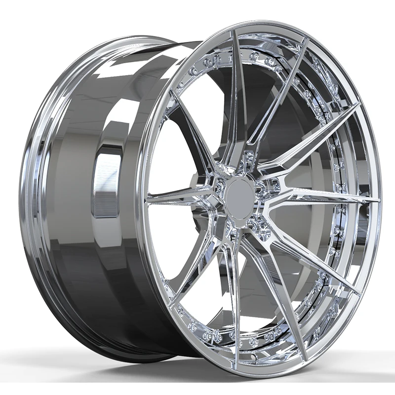 Custom 2-Piece Fully Refined Throwing Fine Polishing 18-26 Inch Racing Car Wheels Deep Dish Forged 5*130 Rims With Polished Lip
