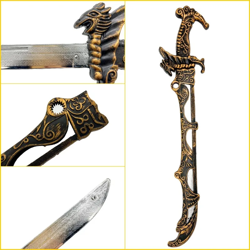 58.5 m/23.03in Kunststoffen Met Schede Speelgoed Zwaard Westerse Gebogen Mes Cosplay Model Props Wapens Collectible Display Feestartikelen