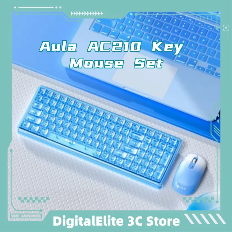 Ac210 Wireless Keyboard Mouse Set Transparent Appearance Gradient Material Craft Mechanical Feel Compatible With Mac Win Systems