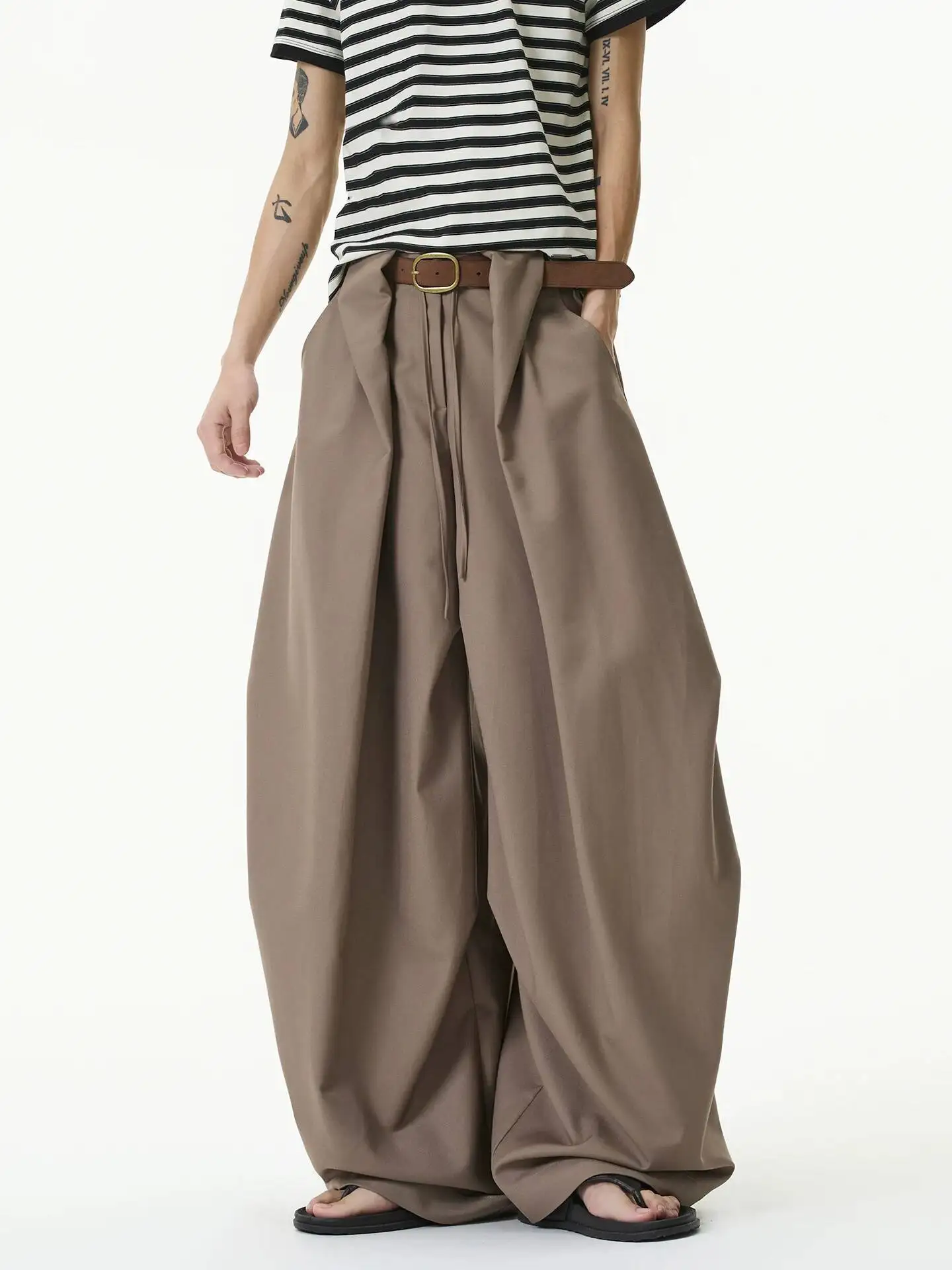 Unisex Suit Pants 2026 Summer New American Double Pleated Casual High Waist Pants Unisex Draped Versatile Wide Leg Pants