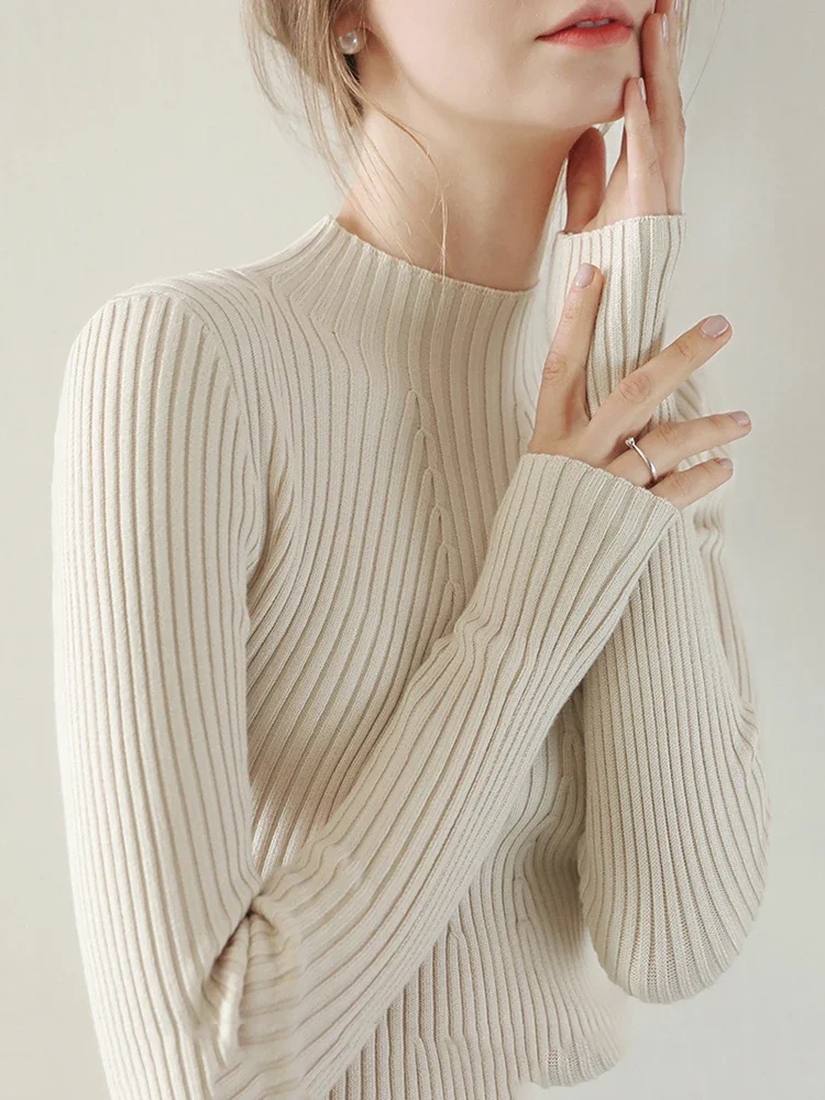2026 Women Pullovers Autumn Winter Turtleneck Sweater Women Fashion Chic Knitted Tops Long Sleeve Jumper Pull Femme Clothing