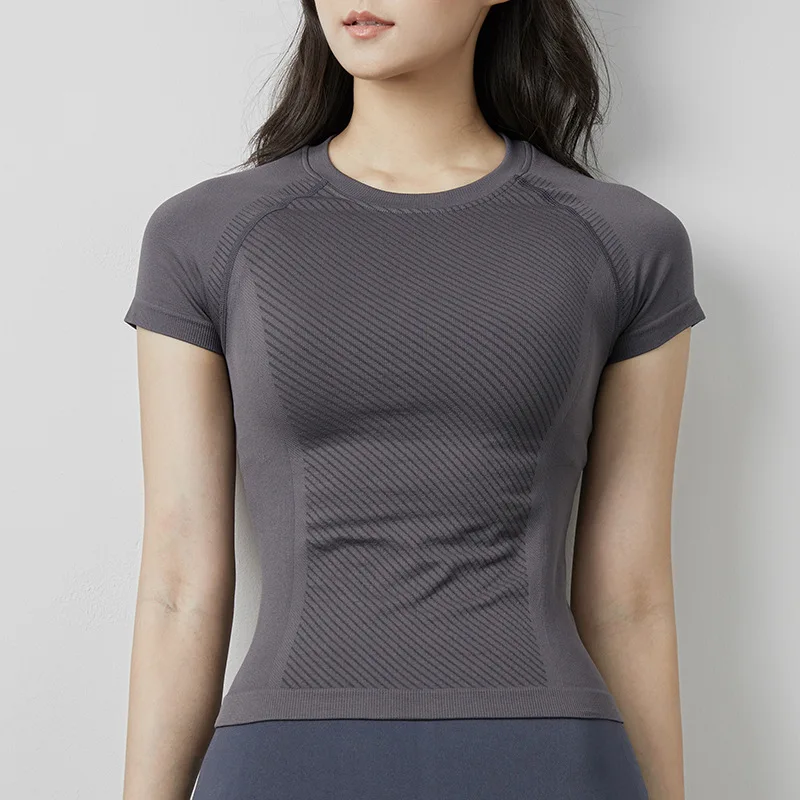 Women Yoga Top Seamless Sport T-shirt Sexy Fitness Clothes Short Sleeve Yoga Shirt Gym Top Running Active Wear Sport Top Female