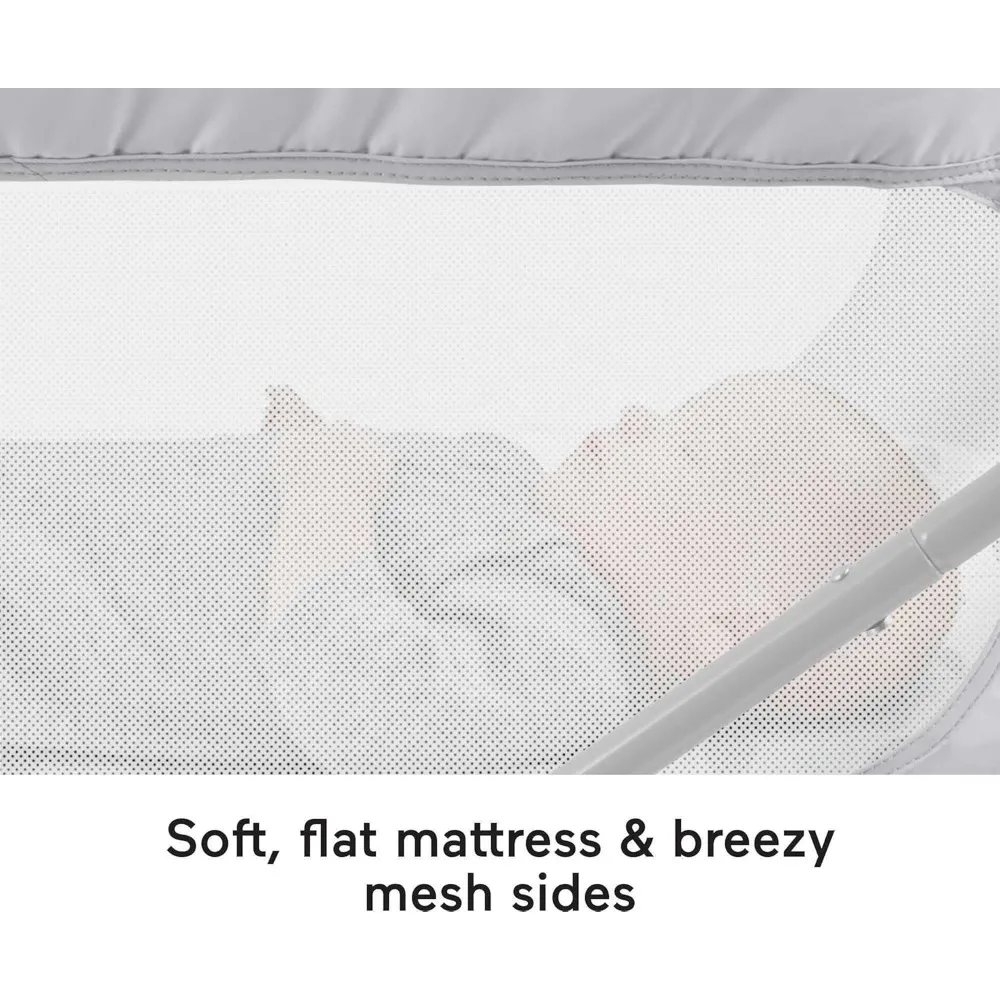 Baby Crib Soothing View Bassinet Portable Cradle with Mesh Sides and Slim Fold for Travel, Climbing Leaves