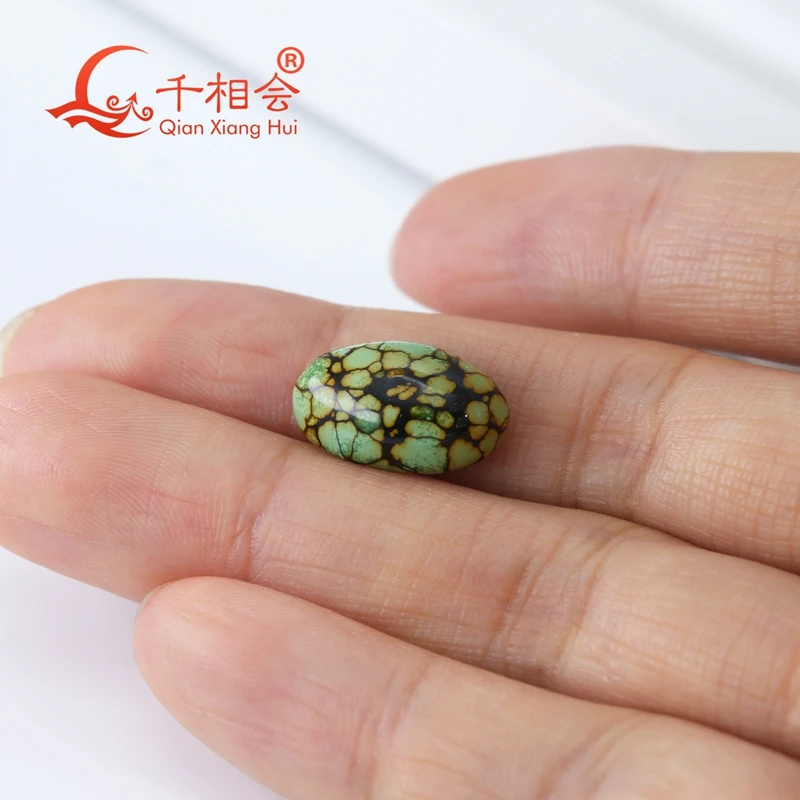 6.15ct Natural Turquoise Oval Cabochon Blue Green with Brown Pattern Loose Gemstone GTC Certified for Jewelry Making