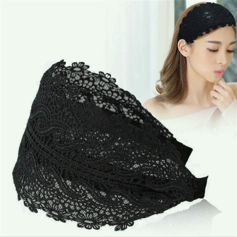 Gorgeous Wide Lace headbands For Women Fashion Hairbands Girl Foral Head Hair Hoop Female Headwear Hair Accessories